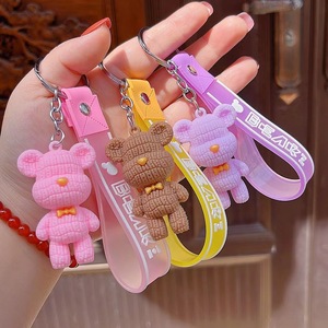 Porte-clés en gel souple en PVC créatif, logo personnalisé, accessoires de couple créatifs, cadeau, vente chaude, ours de dessin animé 3D mignon - Product Image 1