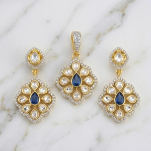 925 <b>Silver</b> Moissanite Link <b>Chain</b> Pendant Set with <b>Earrings</b> Flower Design for Women Wedding Anniversary & Party Jewelry - Product Image 4