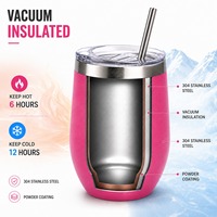 Gobelet isotherme à double paroi en forme d'œuf de 12 oz avec couvercle, personnalisable avec logo, en acier inoxydable, pour vin et boissons
