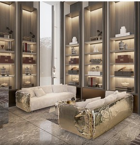 高端豪华高品质现代布艺沙发椅，采用簇绒冷却设计，适合公寓客厅 - Product Image 4