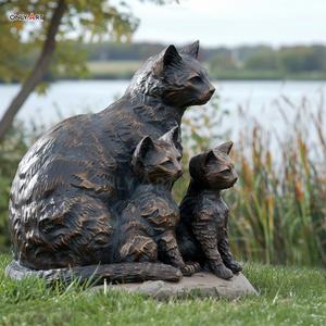 Décoration publique de jardin urbain extérieur personnalisé Grande statue moderne de chat d'animal coulé en laiton en métal Sculpture géante en bronze de statue de gros chat - Product Image 2