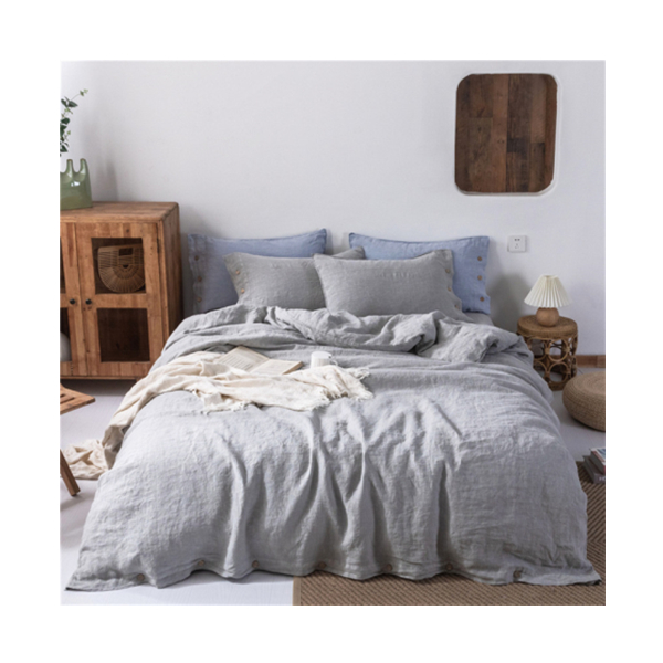Ensemble de draps en lin pur naturel gris