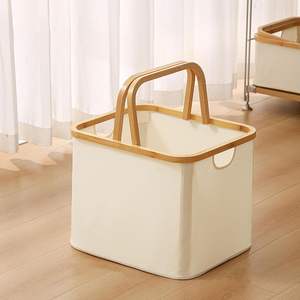 Panier à <span class=keywords><strong>linge</strong></span> pliable en toile OEM, panier de rangement pour jouets d'enfants, panier à <span class=keywords><strong>linge</strong></span> en bambou avec poignée pour buanderie, vente en gros - Product Image 3