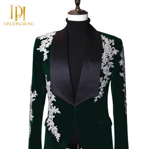2025 luxe deux pièces robe de mariée haut de gamme perlé châle revers costume pour hommes Floral affaires Style haute qualité impression pour le marié - Product Image 2