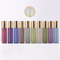 Nouvelle arrivée Emballage cosmétique Morandi Color 5ml 10ml rouleau vide rechargeable sur bouteille en verre avec couvercle en or brillant