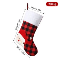 Nouvelle pochette de Noël en tissu brodé à carreaux rouges et noirs, sac cadeau pour bonbons, ornement suspendu pour sapin de Noël, Chine