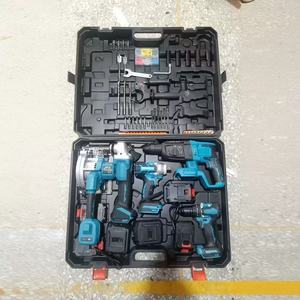 Set di cinque utensili elettrici a batteria al litio senza fili e senza spazzole, include sega circolare, chiavi, martelli, trapani e smerigliatrici angolari - Product Image 1