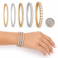 Listo para Enviar al por Mayor: Pulsera de Tenis de Acero Inoxidable 316L con Baño de Oro PVD de 18K y Circonitas, Impermeable, Inalterable, Joyería para Mujer