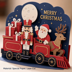 Carte de vœux de Noël pop-up en papier, boîte 3D en papier, Père Noël, Casse-Noisette, Renne, avec enveloppe pour cadeau de saison - Product Image 4