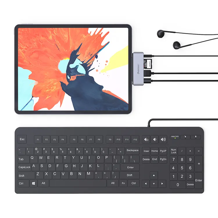 Pulwtop 5 в 1 5 портов мульти концентратор usb 30 адаптер Алюминиевый usb 30 ультра usb c концентратор для ipad pro