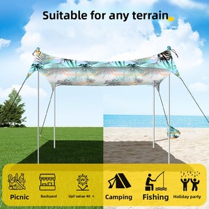 Carpa de Camping Portátil para Exteriores, de Aleación de Aluminio, con Toldo Impreso, Protección Solar, Resistente al Viento, Gazebo, Refugio para Campamento - Product Image 3