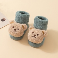 Chaussettes antidérapantes en coton épais et douillet pour tout-petits, unisexes, avec motif d'animal en peluche 3D, ours, lapin