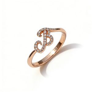 Anillo de compromiso unisex de oro macizo chapado en oro de 10K/14K con diamantes cultivados en laboratorio y circonitas, diseño de racimo, personalizado, bonito, para aniversario, con letras del alfabeto. - Product Image 1