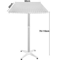 23.6 ''x 23.6" / 60x60cm Table de bar pliante intérieure-extérieure carrée en aluminium à hauteur réglable avec base avec ou sans pliage