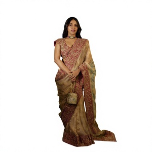 Sari indio elegante de seda Zipsy suave de primera calidad con bordado de lentejuelas, exclusivo para bodas, fiestas, uso en verano e invierno. - Product Image 1