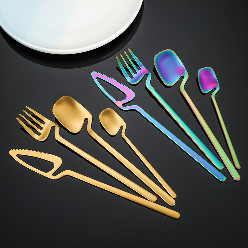 Modern Matt Gold Spoon Fork Knife Flatware Hanging Cutlery Tableware Stainless Steel Hanging Cutlery Set · image 2