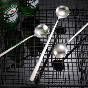 Stainless Steel Long Handle Stirring <b>Spoon</b> 304 For Coffee Dessert <b>Ice</b> <b>Cream</b> Condiment Korean Style Simple Design Adult Use - Product Image 1