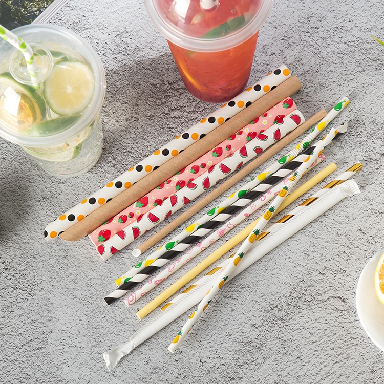 Eco-friendly Biodegradable Paper Straw Customized logo Paper Straw Juice Straw