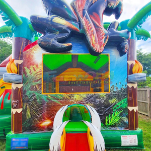 Castillo inflable de T-Rex con tobogán de agua, castillo inflable comercial para niños - Product Image 4