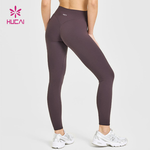 OEM HUCAI カスタム ナイロン スパンデックス ハイウエスト ヒップアップ Vシェイプ レディース ワークアウト フィットネス スポーツパンツ ヨガレギンス - Product Image 2