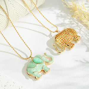 <b>Elephant</b> Pendant Necklace Zinc Alloy Animal Shape Colorful Enamel <b>Gift</b> Jewelry for Women Fashion Sweater Chain - Product Image 4