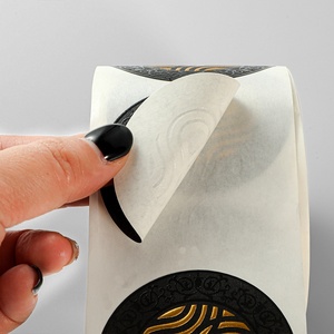 豪华质感纸张3D圆形贴纸定制徽标局部UV压纹徽标密封标签贴纸带金箔 - Product Image 6