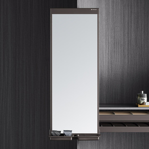 Espejo de Armario Rectangular de Aluminio, Plegable, Montado en la Pared, Organizador de Ropa, Color Mocha Blanco - Product Image 2