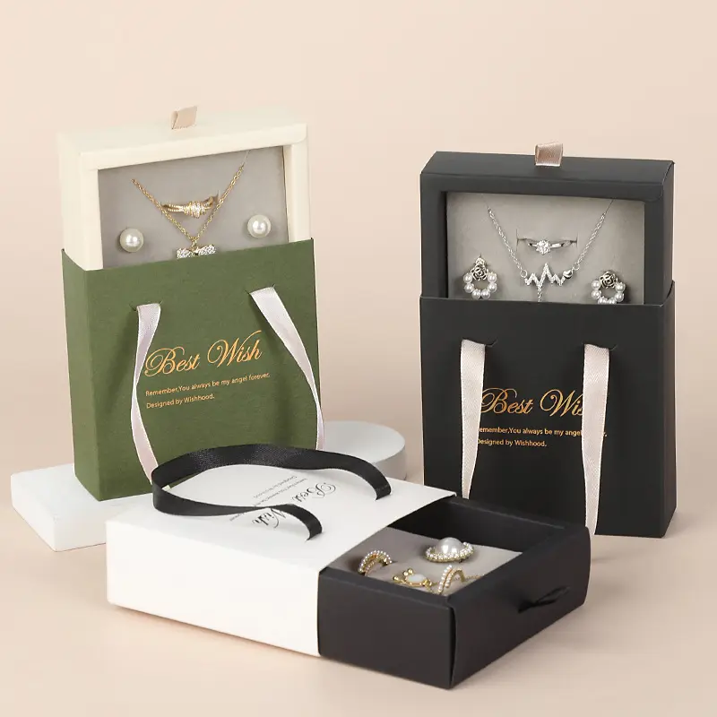 Gepersonaliseerde Kleine Kartonnen Sieraden Box Set Verpakking Dozen Sieraden Ring Armband Ketting Luxe Sieraden Dozen Met Logo Set