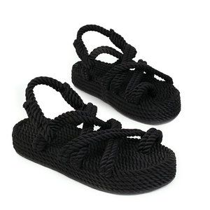 Sandales plates tendance pour femmes, style féerique, à brides croisées, <span class=keywords><strong>espadrilles</strong></span> romaines, vente chaude, sandales décontractées de plage - Product Image 6