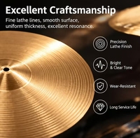 Ensemble de 5 cymbales en bronze de 10, 14, 16, 18, 20 pouces pour batterie, performance de groupe, entraînement scolaire, vente en gros