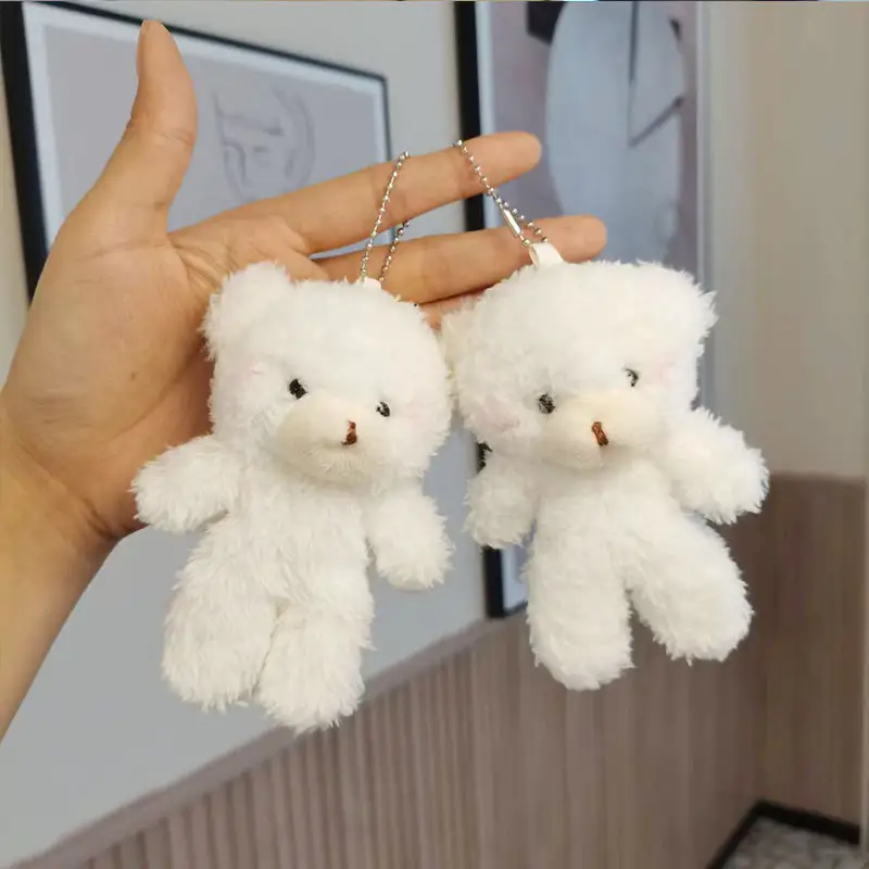 Porte-clés en peluche ours en peluche blanc personnalisé, pas cher, nouvelle collection 2023