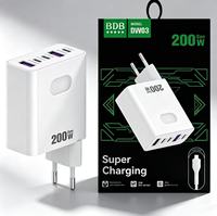 Colokan AS EU UK 200W 3 Type-c+2 USB Pengisi Daya Cepat Dengan Kabel Type c Pengisi Daya Ponsel Cepat 200W Adaptor Daya Usb-c