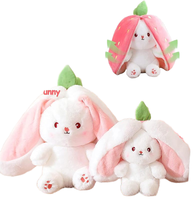 Peluche de Conejo de Pascua de Tamaño Personalizado, Juguete Creativo de Conejo Transformado en Zanahoria con Diseño de Fresa