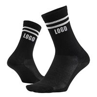 Chaussettes de course et de cyclisme mi-mollet personnalisées, avec revers rayé, maille respirante, pour hommes, idéales pour les sports de plein air