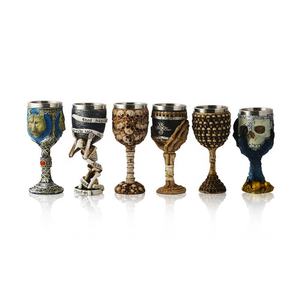 Custom Horror <strong>Gothic</strong> <strong>Drink</strong> Cocktail <strong>Glasses</strong> Unique Vintage bar Decor Resin Skull Goblets - Product Image 1