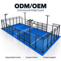 Terrain de padel panoramique commercial 10x20m extérieur/intérieur, verre trempé 12mm, structure en acier, éclairage LED, fabricant OEM ODM