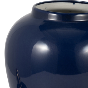 Vaso in ceramica con coperchio, finitura blu navy lucida, per decorazioni per la casa - Product Image 4