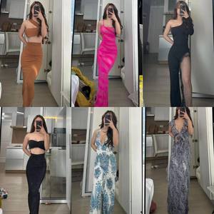 Falda de expansión adelgazante de cintura alta para mujer, nuevo vestido de fiesta de gasa con cuello en V y lentejuelas - Product Image 5