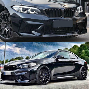 For 2016-2021 BMW F87 M2 CS Style Front Bumper <b>Splitter</b> <b>Lip</b> Body Kit Glossy Black Carbon Fiber Look - Product Image 6
