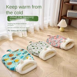 Cama para Mascotas de Invierno, Cálida, Totalmente Cerrada, de Algodón Grueso, con Túnel, Lavable, Moderna y Elegante para Perros y Gatos - Product Image 1
