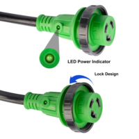 Kabel Listrik RV 30amp, Kabel Ekstensi RV TT-30P L5-30R 10AWG 3 Kaki dengan Konektor Pengunci dan Indikator Daya untuk Camper