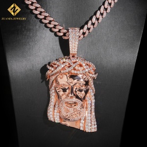 Colgante de Jesús Semipersonalizado Directo de Fábrica, Plata de Ley 925, Pasa el Test de Diamantes, Diamantes Moissanite VVS, Colgante de Jesús con Certificado GRA - Product Image 4