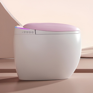 Nouvelle arrivée, WC intelligent en céramique rose en forme <span class=keywords><strong>de</strong></span> cœur, à poser au sol, avec siège automatique et siphon en S - Product Image 5