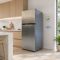 Réfrigérateur double porte 430L (15 pi³) avec congélateur supérieur, couleur argent, pour bureau et maison