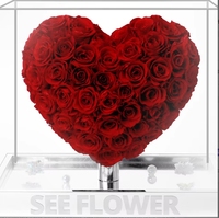 Boîte Cadeau en Acrylique en Forme de Cœur, Roses Éternelles, Design 3D, Cadeau de Luxe pour la Saint-Valentin, Anniversaire, pour Petite Amie ; Prêt à Exposer