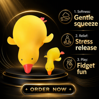 Jouet à presser en forme de canard jaune, jouet sensoriel en TPR souple pour soulager le stress, jouet sensoriel pour enfants et adultes