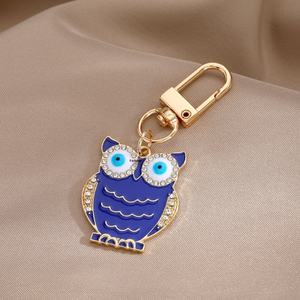 Gantungan Kunci gaya Vintage Retro, liontin mata setan berlian modis dengan Aloi minyak burung hantu logam perhiasan Retro - Product Image 6