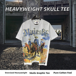 Camiseta Personalizada con Estampado Gráfico de Calaveras, Sublimación, Corte Regular, 100% Algodón, Lavado Ácido, Secado Rápido, Transpirable - Product Image 2