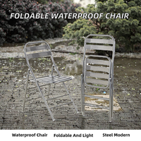 Chaise de jardin pliable moderne, confortable, légère, imperméable, avec logo en relief sur les pieds, en acier inoxydable, garantie 12 mois