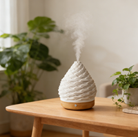 Diffuseur d'arômes à ultrasons en bois pour la maison, diffuseur de brume aromatique en céramique, nébuliseur d'aromathérapie en céramique, diffuseur d'aromathérapie en céramique